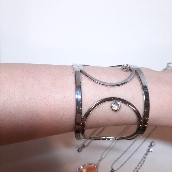 5Pc Jewelry Set Faux Diamond Gemstone Necklace Silver Bangle Infinity Bracelet - Picture 4 of 14